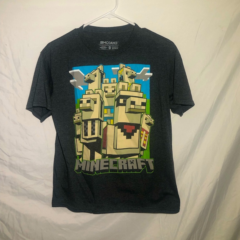 Preloved Youth Size L Minecraft Short Sleeve Shirt.Mojang Brand.Gray InColor
